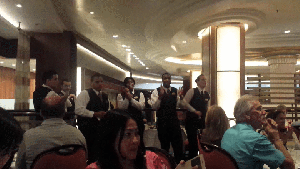 During the last dinner, our waiters sang and danced for us! 